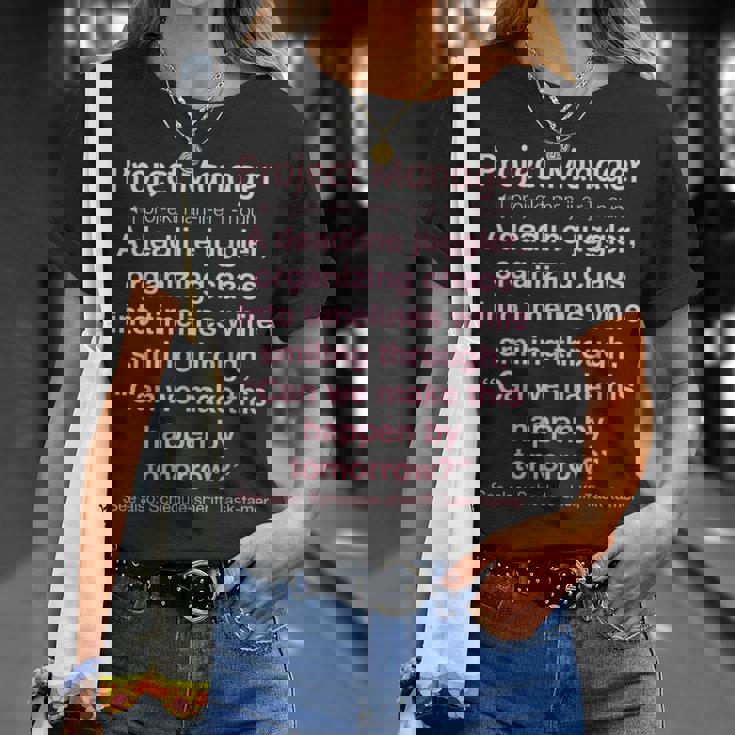 面白いプロジェクトマネージャー Tシャツ 彼女への贈り物