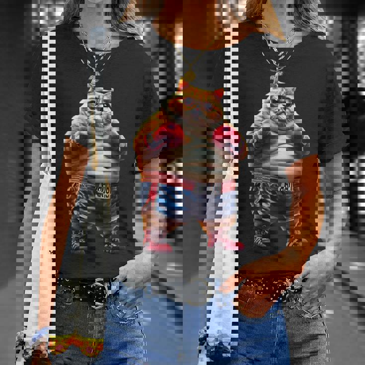 面白いボクシング ジム ワークアウト 猫 ボクシング グローブ アニメ ミーム Tシャツ 彼女への贈り物