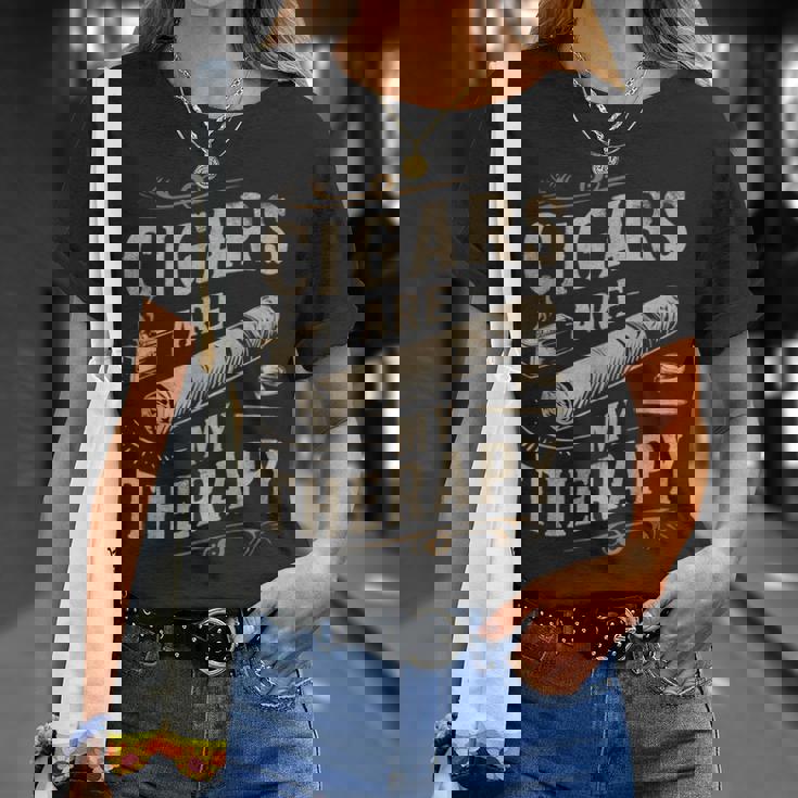 面白いユーモア葉巻は私のセラピー愛好家のお父さんです Tシャツ 彼女への贈り物