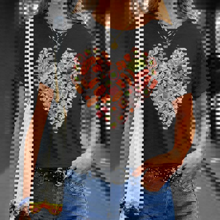 面白い寿司デザイン 子供 男性 女性 I ハート 寿司 食通 Tシャツ 彼女への贈り物