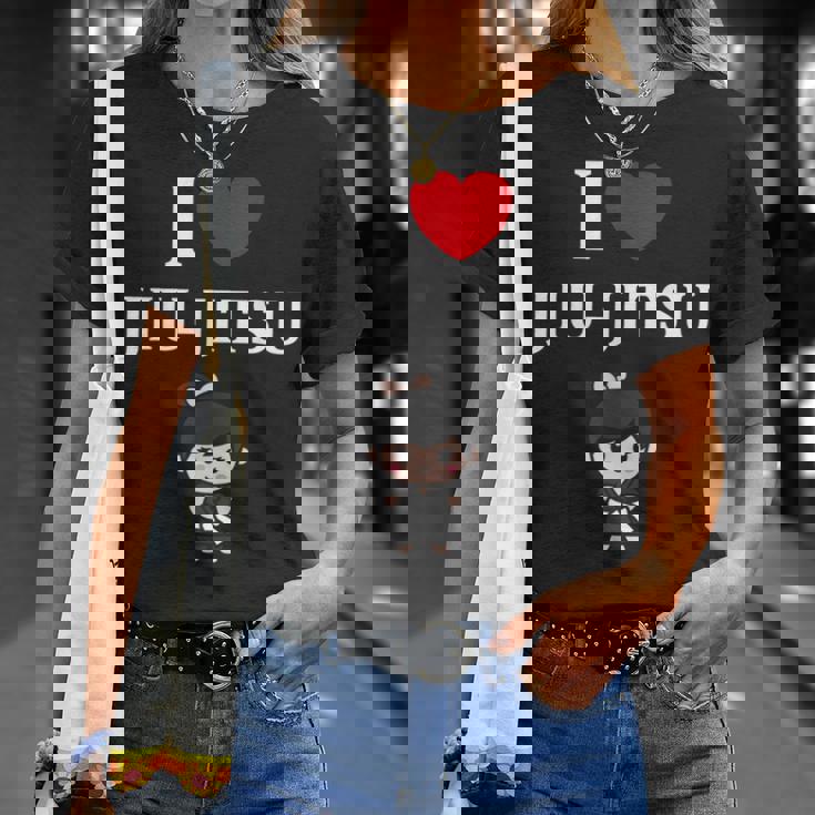 面白い柔術スポーツミニマリストかわいいシンプル柔術 I Love Jiu Jitsu Tシャツ 彼女への贈り物