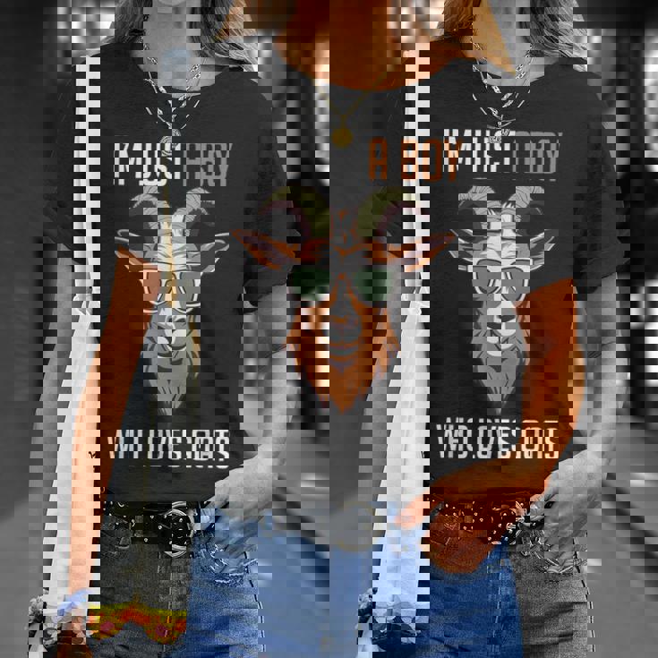 面白い農場の動物 ヤギ好き ただの少年 ヤギが大好きな人 Tシャツ 彼女への贈り物