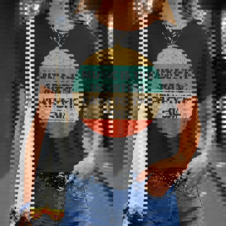 音楽は魂への最短の道 レトロミュージシャン アーティスト Tシャツ 彼女への贈り物