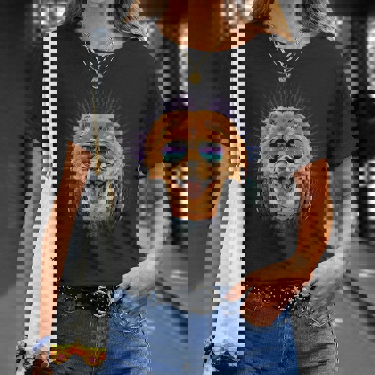 音楽チャウチャウdjヘッドフォン付き 音楽犬愛好家 Tシャツ 彼女への贈り物