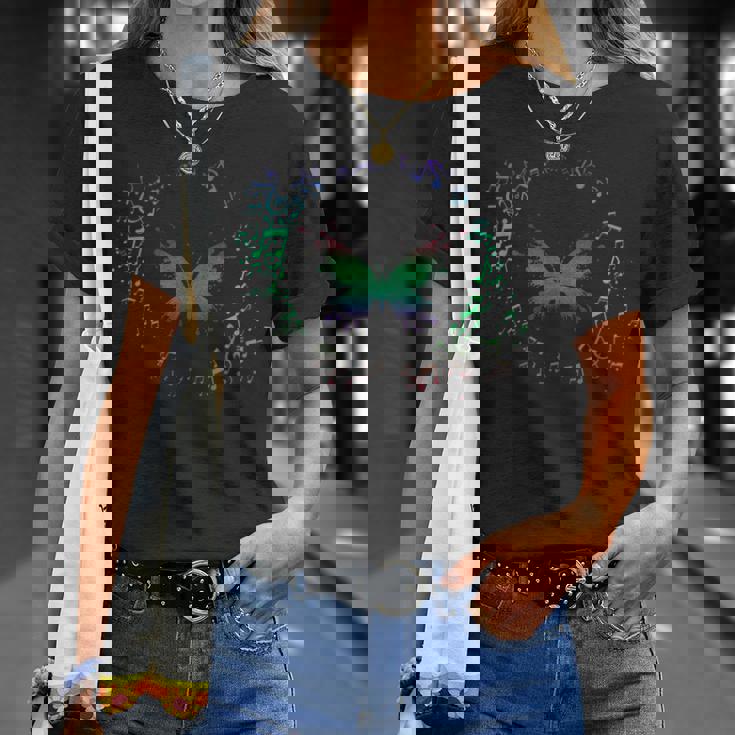 音符 蝶 Tシャツ 彼女への贈り物