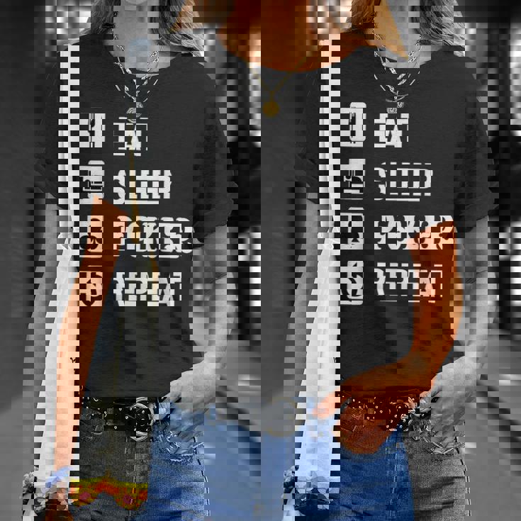 食べる 睡眠 ポーカー リピート トランプ ゲーム ホールデム Tシャツ 彼女への贈り物