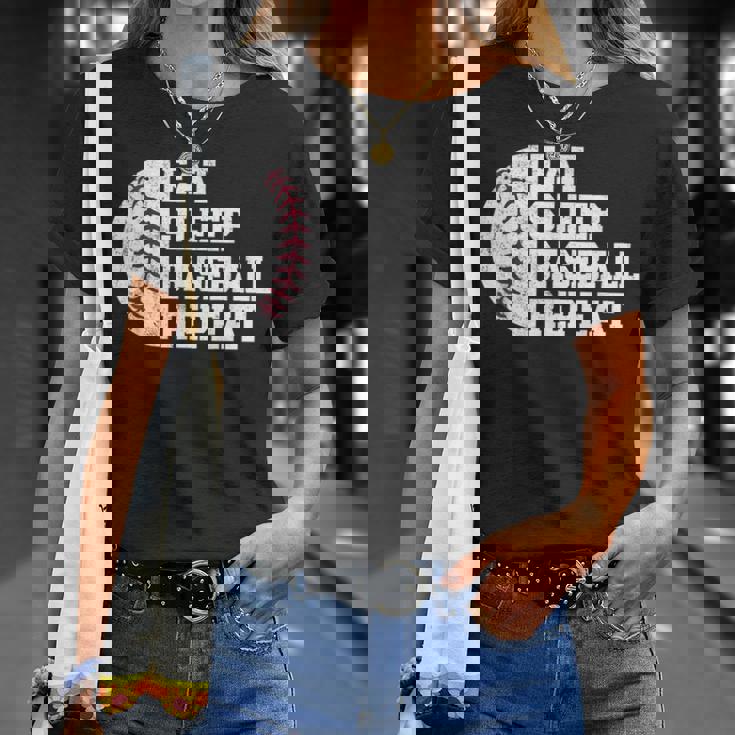 食べる、寝る、野球を繰り返す、野球選手、面白い、野球 Tシャツ 彼女への贈り物