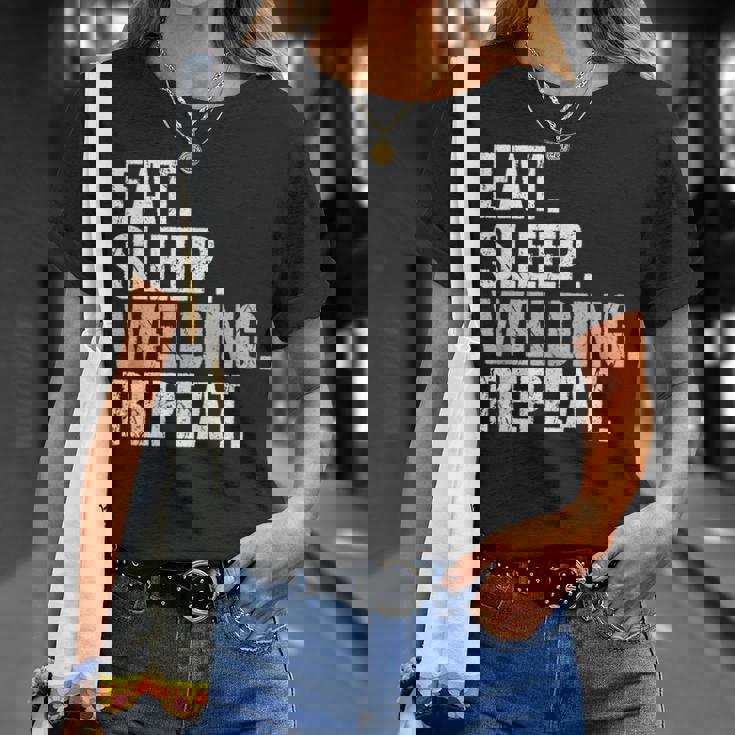 食べる睡眠溶接リピート溶接機 Tシャツ 彼女への贈り物