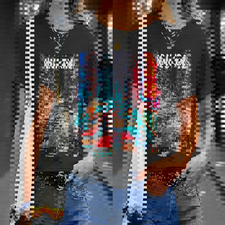 香港のお土産-夜の香港 Tシャツ 彼女への贈り物