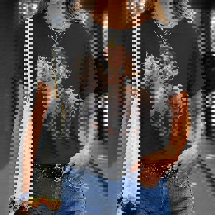 馬 女の子 西洋 乗馬 ポニー 水彩 馬 Tシャツ 彼女への贈り物