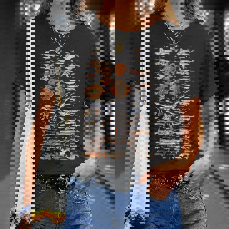魚の概要と名前。 Tシャツ 彼女への贈り物