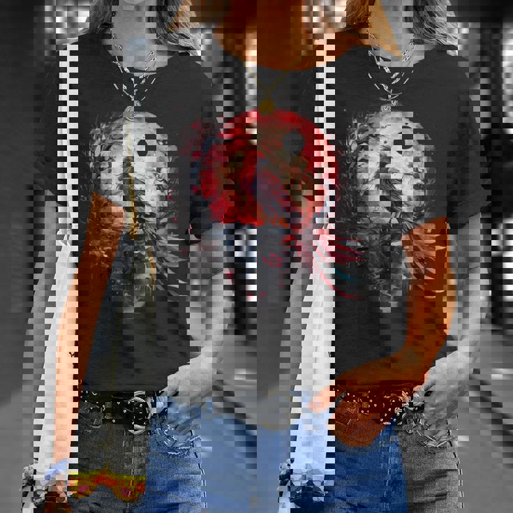 鳳凰 月 火 鳳凰 鳥 桜 木 神話 鳥 Tシャツ 彼女への贈り物