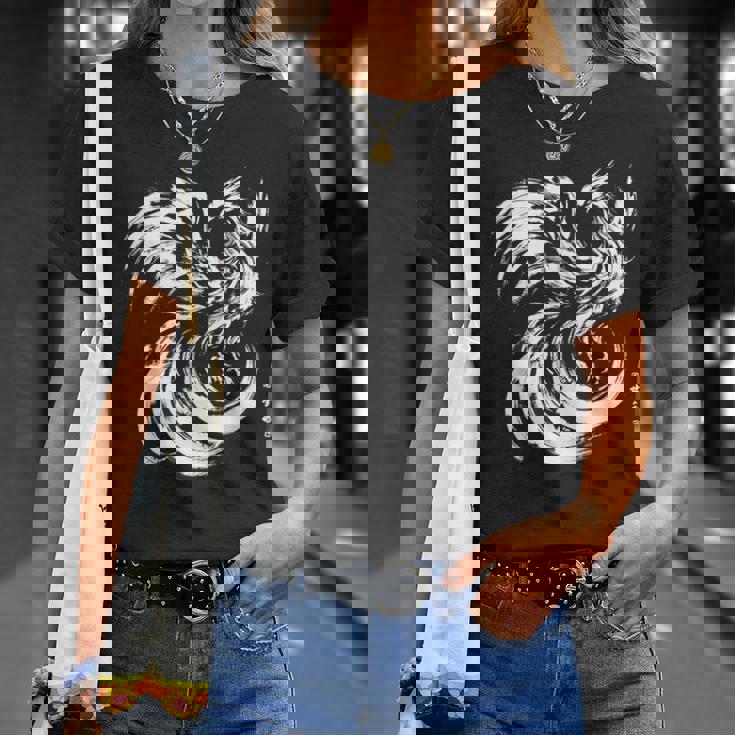 鳳凰 面白いtシャツ イラスト 絵 タトゥー 刺青 風 メンズ おもしろ 面白い 服 オリジナル ドラゴン ネタ 浮世絵 Tシャツ 彼女への贈り物