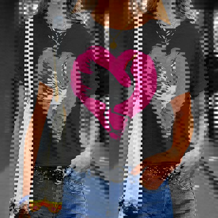 鶴 ハートデザインラブ 鶴 恋人 鶴 Tシャツ 彼女への贈り物