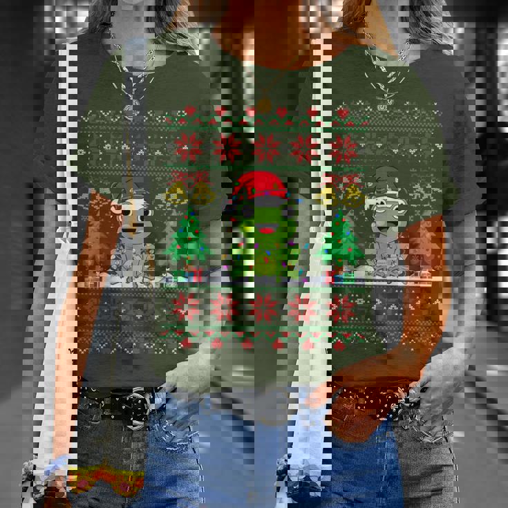 Frog Wearinganta Hat Christmas Lights Xmas Frog Tシャツ 彼女への贈り物