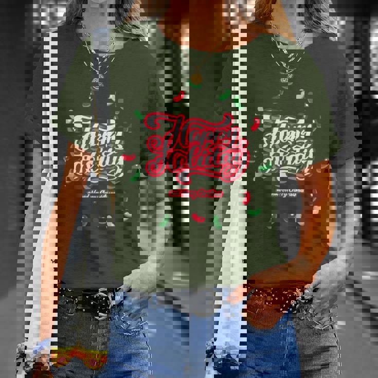 Happy Holiday And Merry Christmas Quote Festive Greetings Tシャツ 彼女への贈り物
