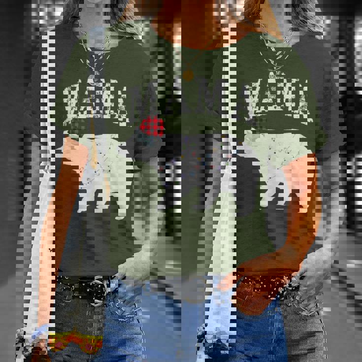 Mama Bear Xmas Buffalo Plaid Lights Matching Family Pajama Tシャツ 彼女への贈り物