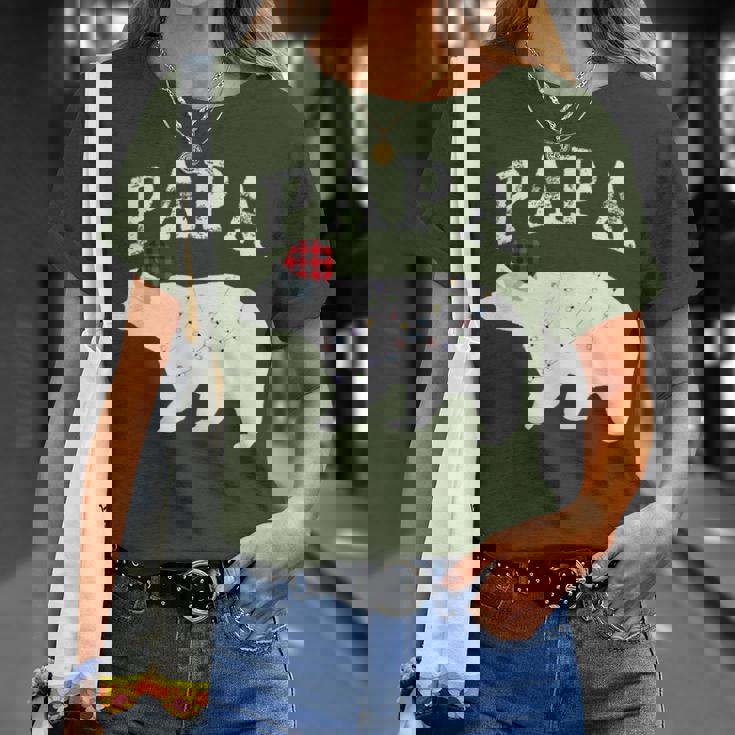 Papa Bear Xmas Buffalo Plaid Lights Matching Family Pajama Tシャツ 彼女への贈り物