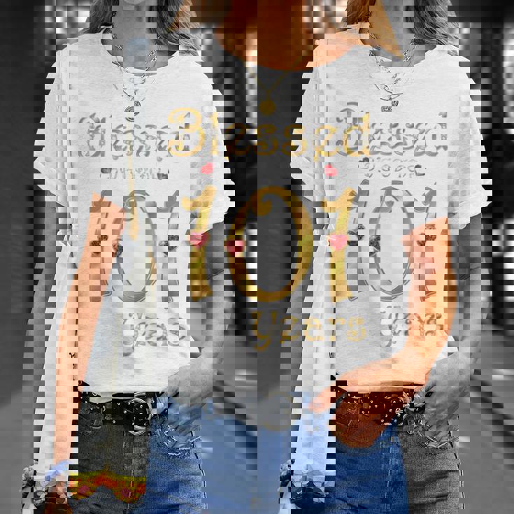 101歳の101歳の誕生日パーティの女王に祝福 長袖tシャツ Tシャツ 彼女への贈り物