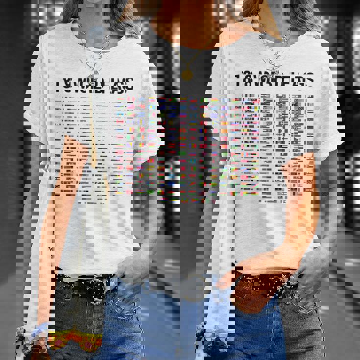 188 世界の国旗 世界の国旗 世界地図 Tシャツ 彼女への贈り物