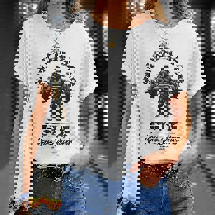 964シルバーバックゴリラ、ジムアパレル、ボディビルディング、類人猿。 Tシャツ 彼女への贈り物