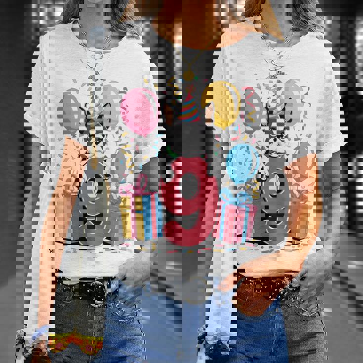 9歳の誕生日 男の子 女の子 9歳 9歳 ボストンテリア 長袖tシャツ Tシャツ 彼女への贈り物