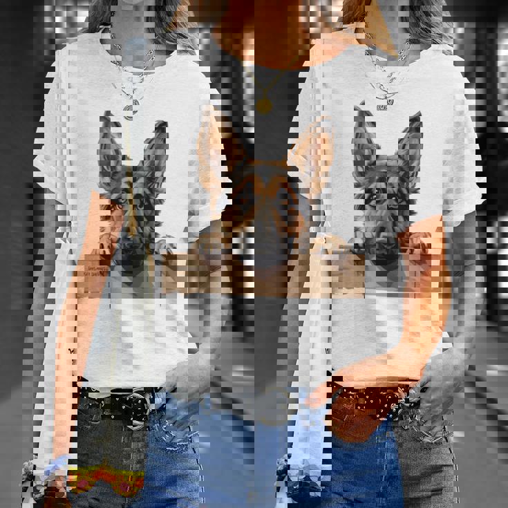 Affectionate Peek ジャーマンシェパードドッグ 長袖tシャツ Tシャツ 彼女への贈り物