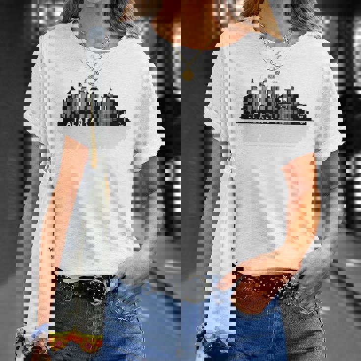 Atlanta Ga スカイライン 摩天楼 シティシルエット Tシャツ 彼女への贈り物