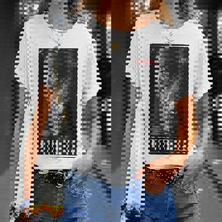 Backprint 野生の犬ピットブルテリアのポートレートブルドッグのバックプリントピットブル Tシャツ 彼女への贈り物