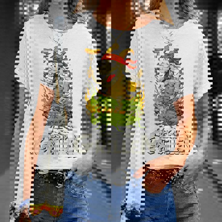 Bock Auf Grillen おもしろバーベキューアクセサリー ヤギ付きバーベキュー Tシャツ 彼女への贈り物