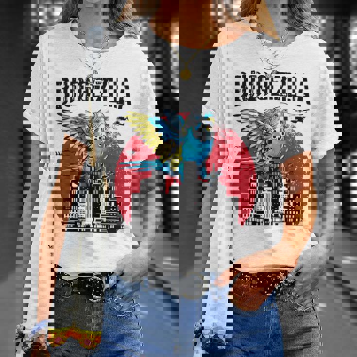 Budgiezilla 面白いインコ セキセイインコ セキセイインコ セキセイインコ 鳥好き Tシャツ 彼女への贈り物