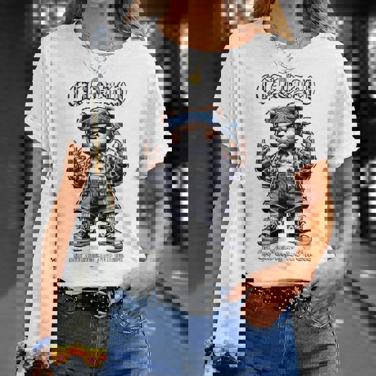 CHOLO Chu Only Live Once ヒップホップ テディベア チカーノ アート Tシャツ 彼女への贈り物