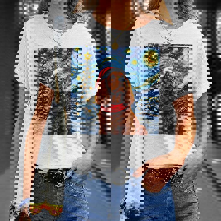 Cockerpanieltarry Night Christmasan Gogh Doganta Hat 長袖tシャツ Tシャツ 彼女への贈り物