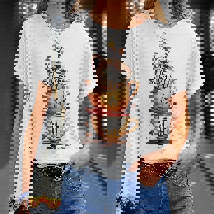 Coffee Is Life 愉快なコーヒー好きのギフト Tシャツ 彼女への贈り物