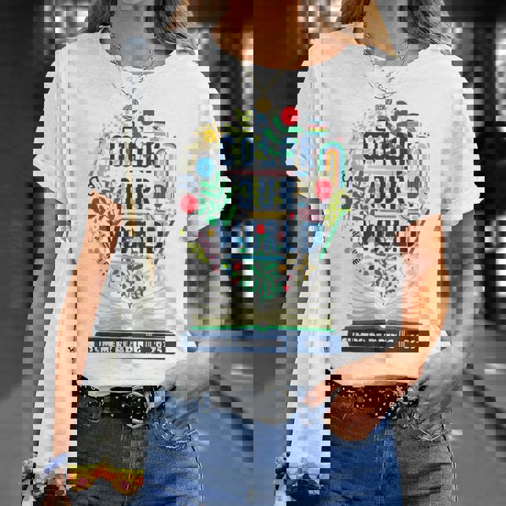 Color Our World Summer Reading 2025 Boho Wildflower Book T-Shirt Gifts for Her