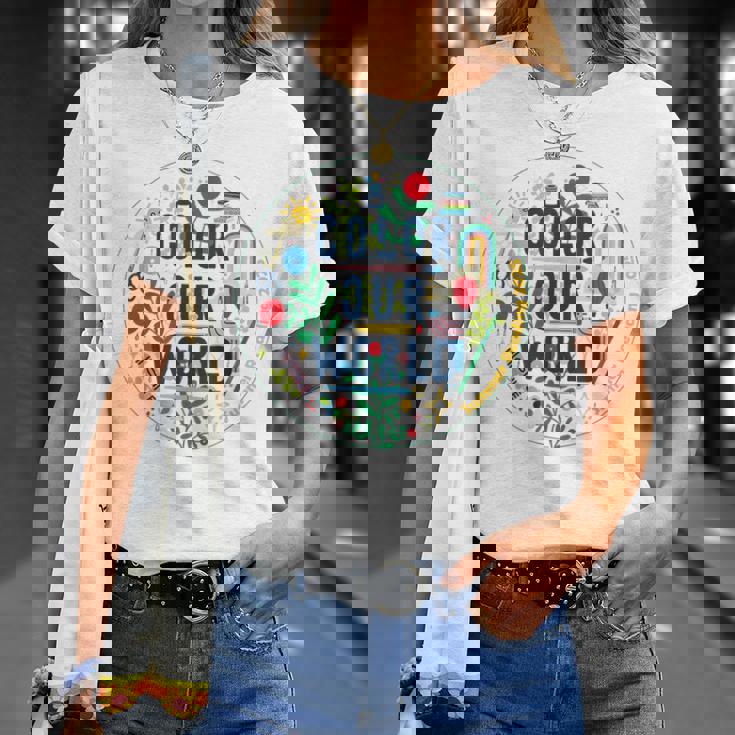 Color Our World Summer Reading 2025 Boho Wildflower Book T-Shirt Gifts for Her