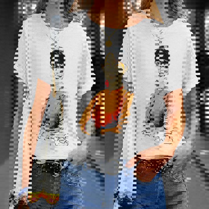 Daw Aunganuu Kyi-Signature 長袖tシャツ Tシャツ 彼女への贈り物