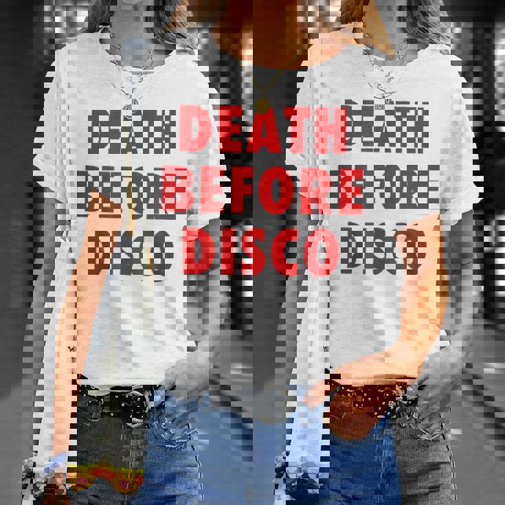 Death Before Disco Inspired メンズ レディース 80年代レトロ Tシャツ 彼女への贈り物