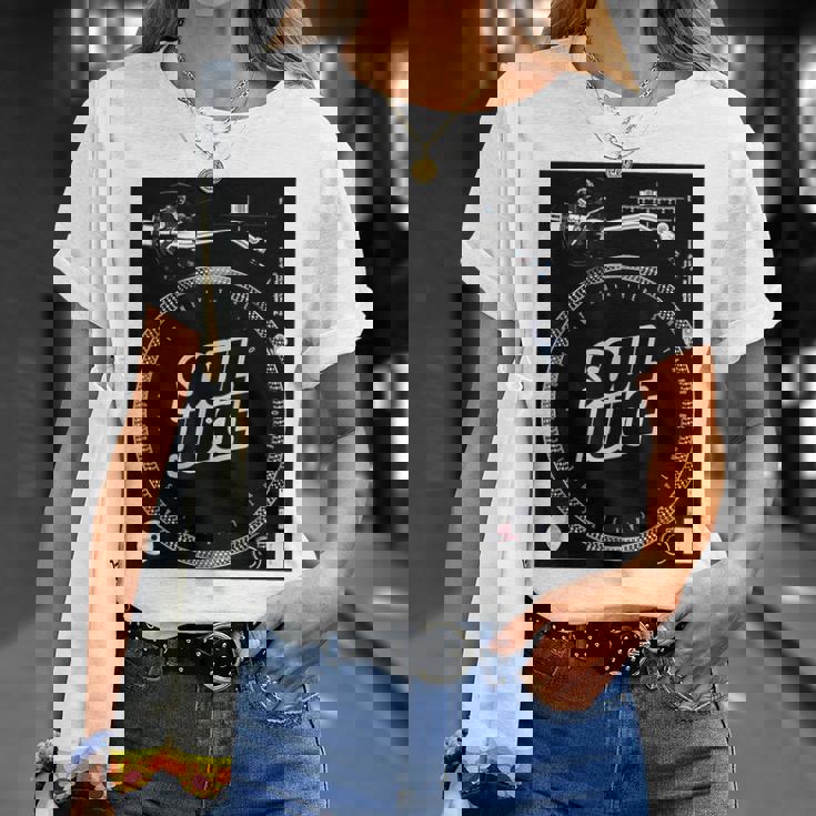 Dj ターンテーブル バトルレコードプレーヤー ディスク ジョッキー ミュージックディスコ Tシャツ 彼女への贈り物