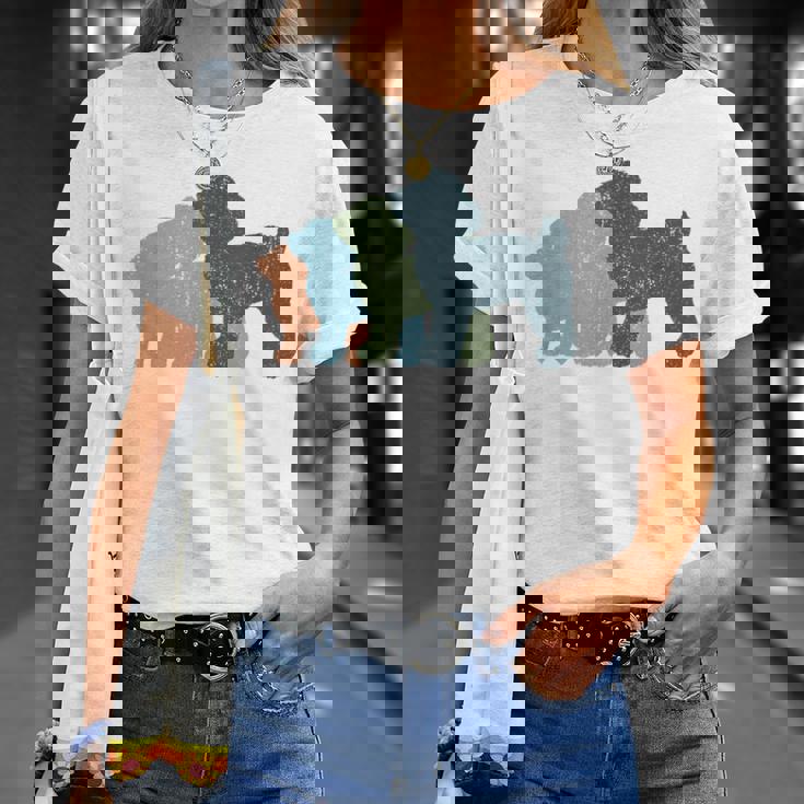 Dog Mom & Dad シルエット ヴィンテージトイプードル Tシャツ 彼女への贈り物