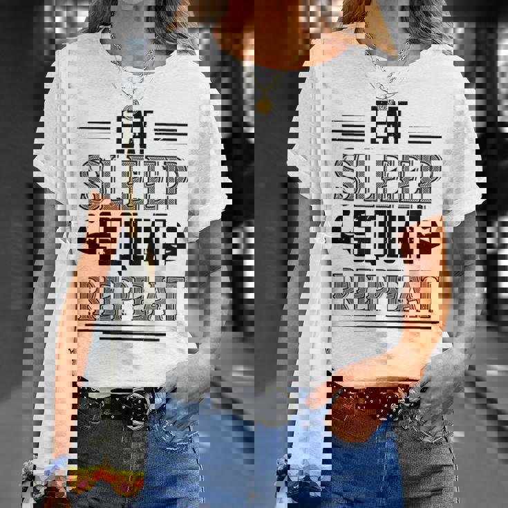 Eatleepquat Repeat 面白いジムワークアウト Tシャツ 彼女への贈り物