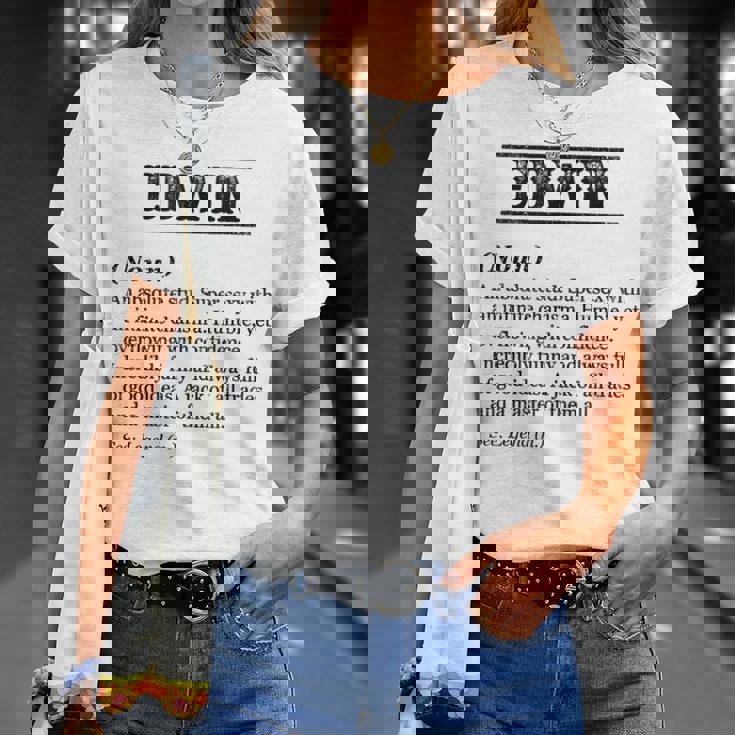 Edwin 面白いフレーズ 名前の定義付き Tシャツ 彼女への贈り物