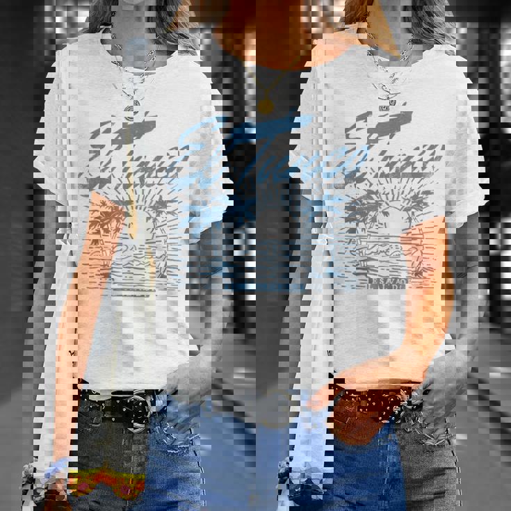 El Tunco エルサルバドル ヴィンテージ アンティーク調 ヤシの木 サーフ Tシャツ 彼女への贈り物
