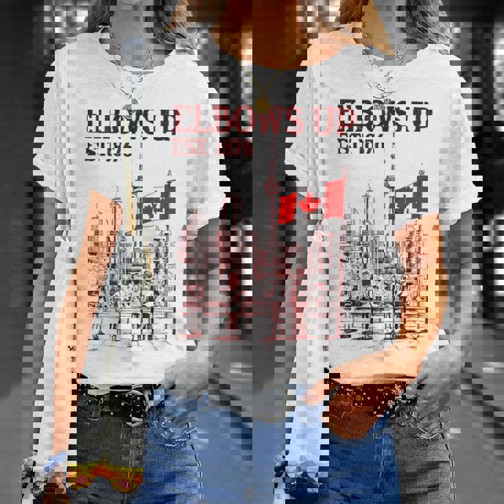 Elbows Up Canada Est 1867 カナダ国旗 カナダ地図 カナダ Tシャツ 彼女への贈り物