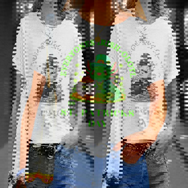 Everyones Irish Olotl Axolotl 聖パトリックデー グリーン アホロートル 長袖tシャツ Tシャツ 彼女への贈り物