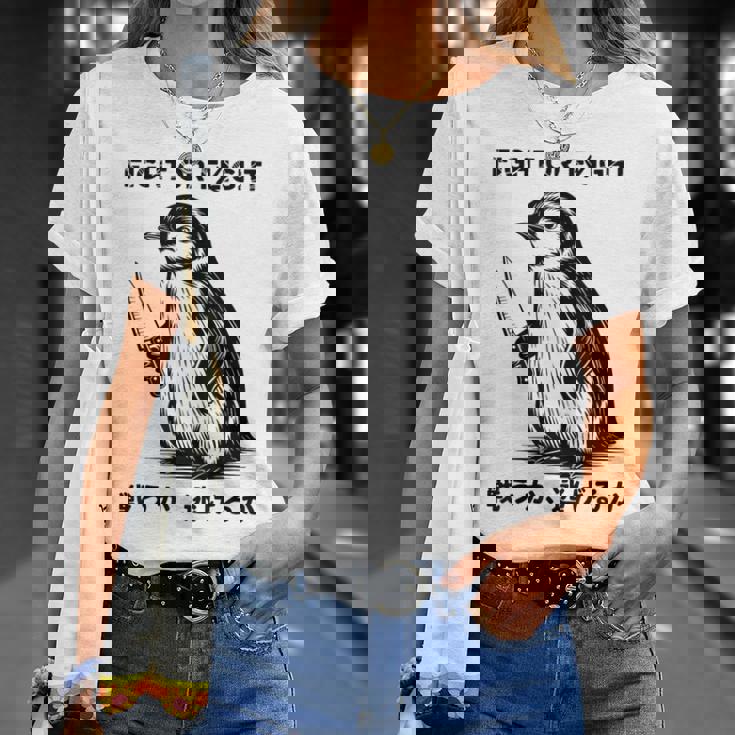 Fight Or Flight Meme Penguin With Knife T-Shirt Gifts for Her