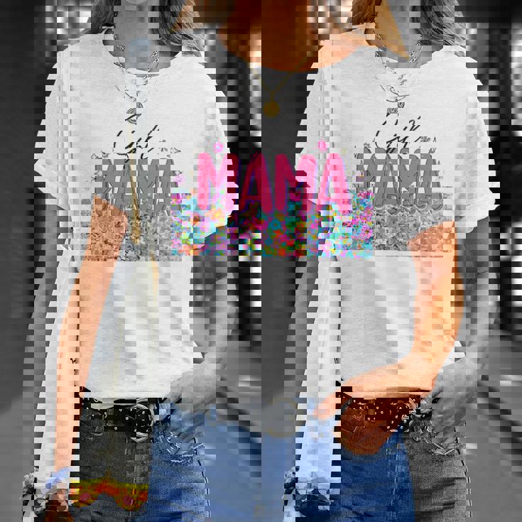Floral Girl Mama Girl Mom Blessed Mama Vibes Mother's Day T-Shirt Gifts for Her