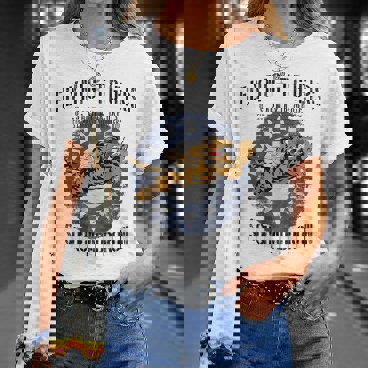 Flying Tigersquadron 第二次世界大戦ヴィンテージ記章 バックプリント Tシャツ 彼女への贈り物