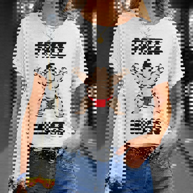 Free Hugs おもしろ相撲力士 相撲ハグ カワイイ相撲ハグ Tシャツ 彼女への贈り物