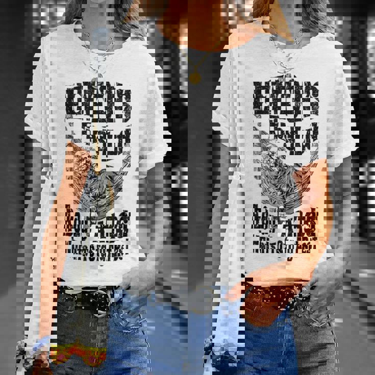 Physics ニュートンの第一法則体 安静時科学 Tシャツ 彼女への贈り物